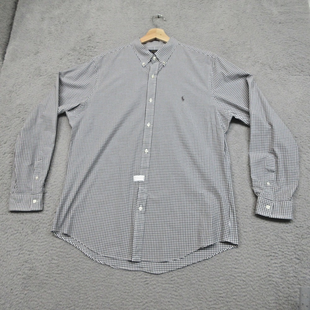 Polo Ralph Lauren Gingham Shirt Men‎ XL Gray Check Slim Fit Logo Preppy Classic